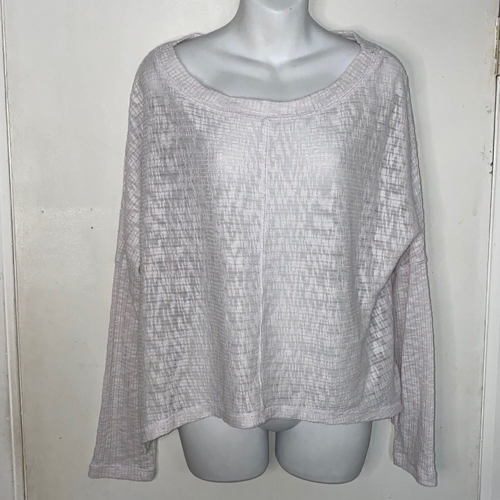DYLAN White Slub Knit Lightweight Boxy Fit Top-S